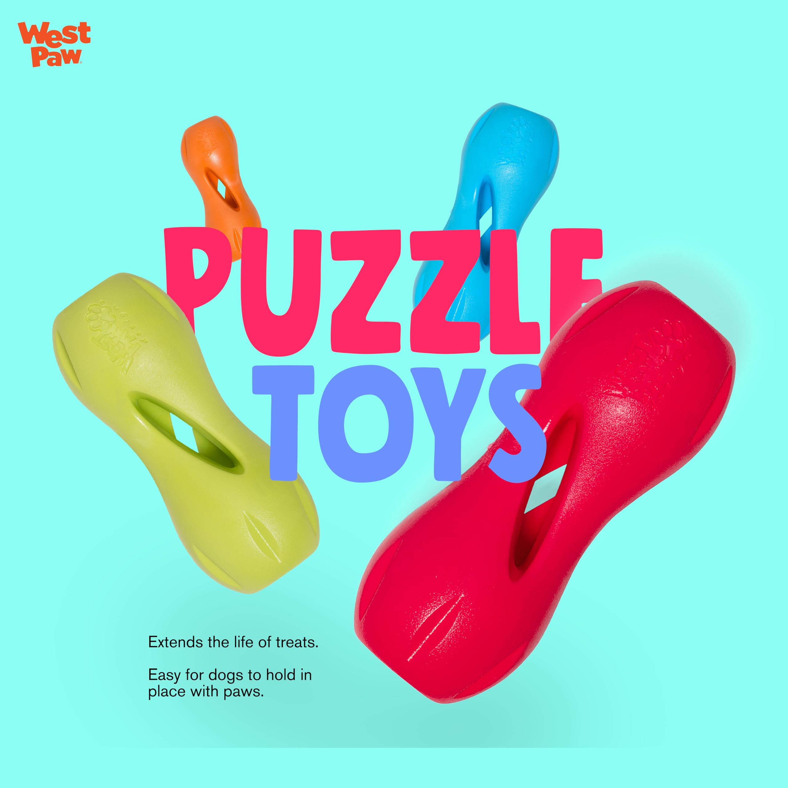 West Paw Zogoflex Qwizl Dog Puzzle Treat Toy - Interactive Chew Toy for Dogs - Dispenses Pet Treats - Brightly-Colored Dog Enric